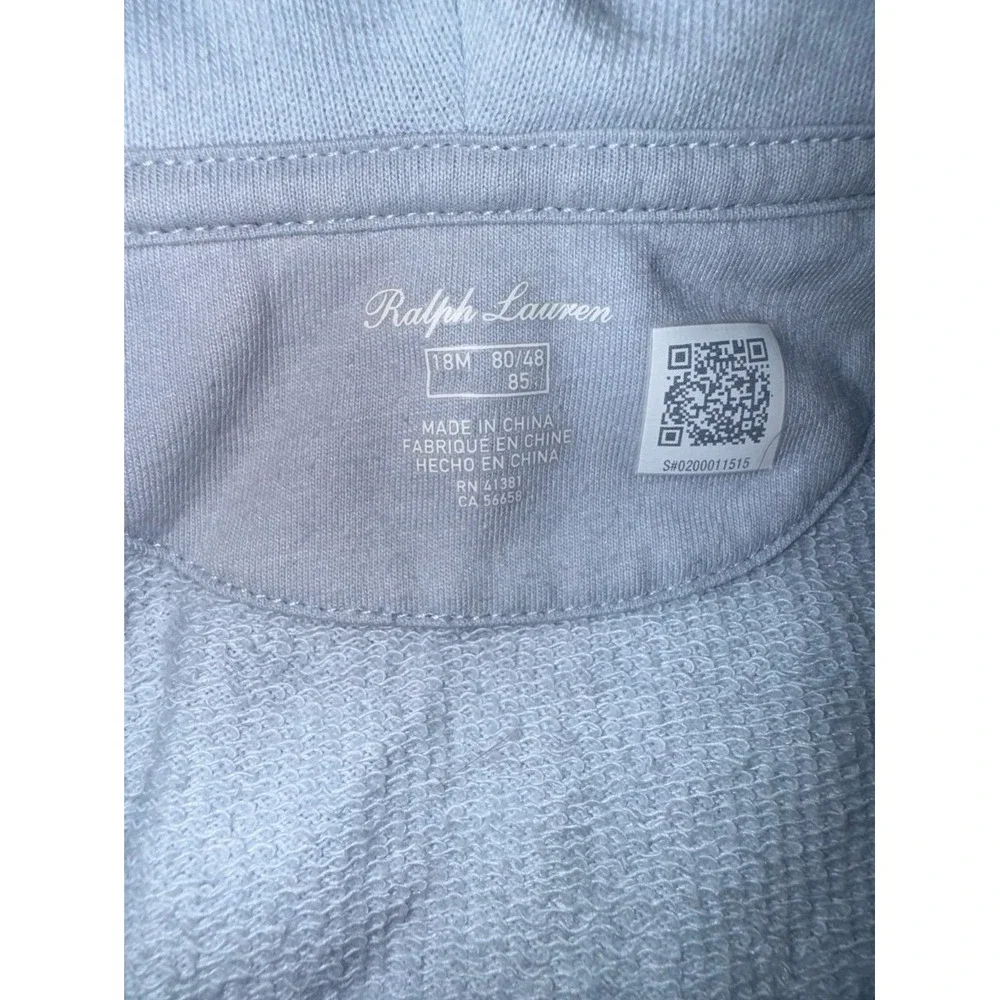 Ralph Lauren light blue baby zip up hoodie infant size 18 months flawed‎